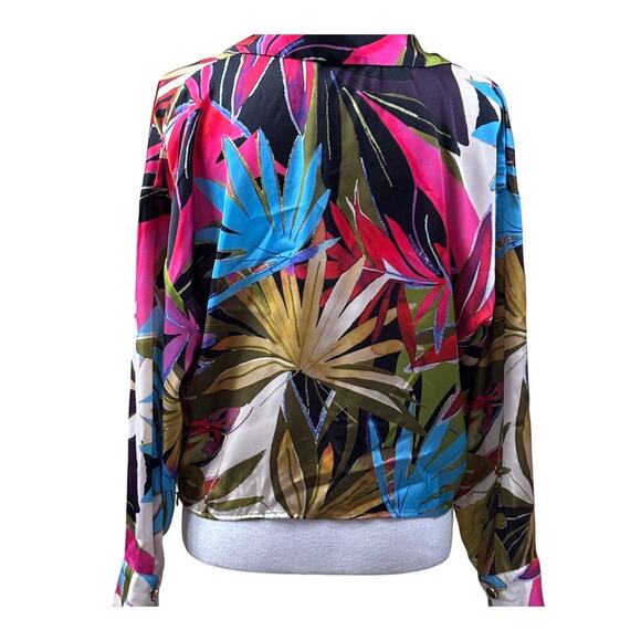 Zara multi top, tropical, glamorous, statement, bold, resort, silky, botanical - Picture 3 of 5